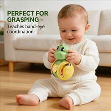 Cute Dinosaur Crawling Assistant Baby Toy, Press To Move Forward With Sound And Rattle, Suitable For 6-18 Months Infants, Interactive Push And Pull Toy, Perfect For Tummy Time Floor Play, Ideal Baby Shower, Newborn And 1st Birthday Gift - 彩色 - 查看 4