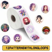500张K-Pop卷形贴纸，动漫人物圆形贴纸，自粘贴纸，适用于剪贴簿和K-Pop粉丝 - 彩色 - 查看 6