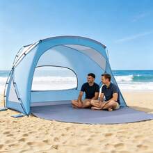 Beach Tent Sun Shelter For 6 Person, UPF 50+ Protection, Portable Sun Shade Canopy With Carrying Bag & Sand Pockets, Lightweight And Easy Setup Beach Umbrella For Family Camping Outdoor Picnic - for 6 Person, Sand Pockets, 72 in - 查看 1