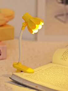 1pc Adjustable Angle Lily Shaped LED Reading Light With Clip, Desk Decor Mini Lamp, Eye-Caring Night Reading Light (Battery Included), Bedside Reading Lamp - Huang Guang - View 18
