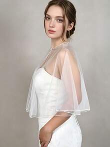 优雅女士披肩，性感网纱新娘伴娘礼服披肩，百搭外套开衫 - 彩色 - 查看 9