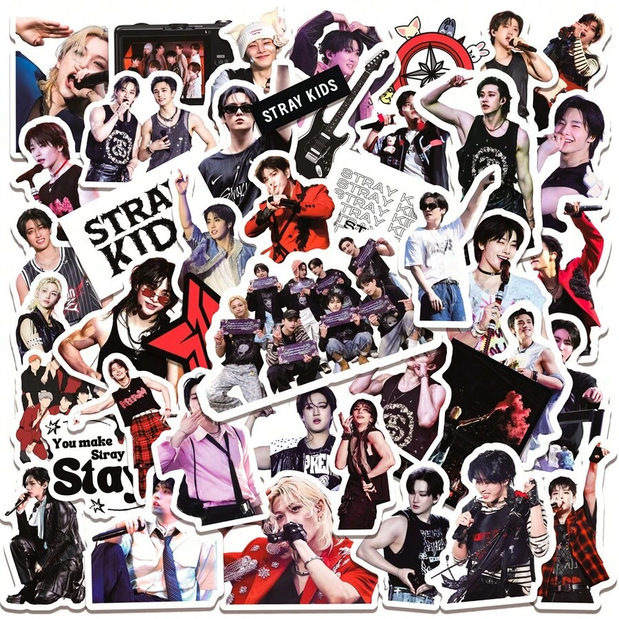 60pcs World Tour Mixed Merch Stickers. Exclusive Fan Support Sticker Set Including , Le E Know, Changbin, Fe Lix, Seung Min And I.N. Custom-Made For Fans, Collecting Plenty Of Classic Popular Styles. - Multicolor - View 1