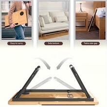 Foldable Laptop Bed Table With Adjustable Tilt Top, Portable Lap Desk With Cup Holder Storage Drawer, Wooden Bed Tray For Sofa Bed Window, Multifunctional Computer Workstation For Reading Working Gaming,Reading Table, Gaming Lap Table - Camel - View 5