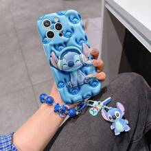 Disney Has Authorized, Phone Case - Chain Set, The Stitch Lilo & Stitch 3D Phone Case Plus A Silicone 3D Stitch Bracelet With Metallic Ring Removable Bracelet, Stitch And Angel Pattern, Compatible With Iphone17/16/15/14/13/12/11/XS/XR/X Plus Pro Max, A Stylish Cartoon Phone Case, The Perfect Gift Choice, Phone Protection, Durable Phone Cover, Great Gift For Friends And Family. - 白色 - 查看 6