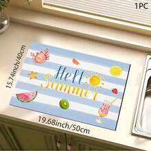 1pc Minimalist Watermelon Print Absorbent Mat/Drying Mat For Coffee Maker, Tableware - Polyester Absorbent Desktop Protective Mat With Rubber Anti-Slip Pad, For Kitchen Counter Decor, Home Bar And Dining Table - Multicolor - View 8