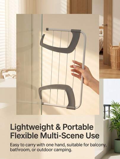 Foldable Adjustable Wall-Mounted Clothes Drying Rack - Metal + Plastic Material, Space-Saving Laundry Drying Rack/Portable Clothes Hanger, No Tools Required Installation Suitable For Apartment/Small Space/Tenant/Homeowner, Balcony/Window/Radiator/Indoor/Outdoor