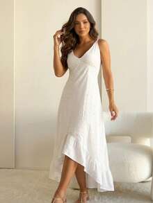 MIA BRAZIL Vestido Branco Laise Algodão Mullet Alça Boho Chic-MHI-398 - Branco - Visão 2