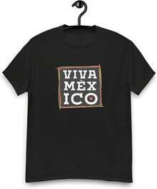 Mexican T-Shirt "Viva México" Tricolor Square Independence Day. September 15th. National Holidays. ¡Viva México! Clothing Set. Style. Charro. Mexican. Mexican Pride. Sombrero And Mustache - Short-Sleeved T-Shirt - 黑色 - 查看 3