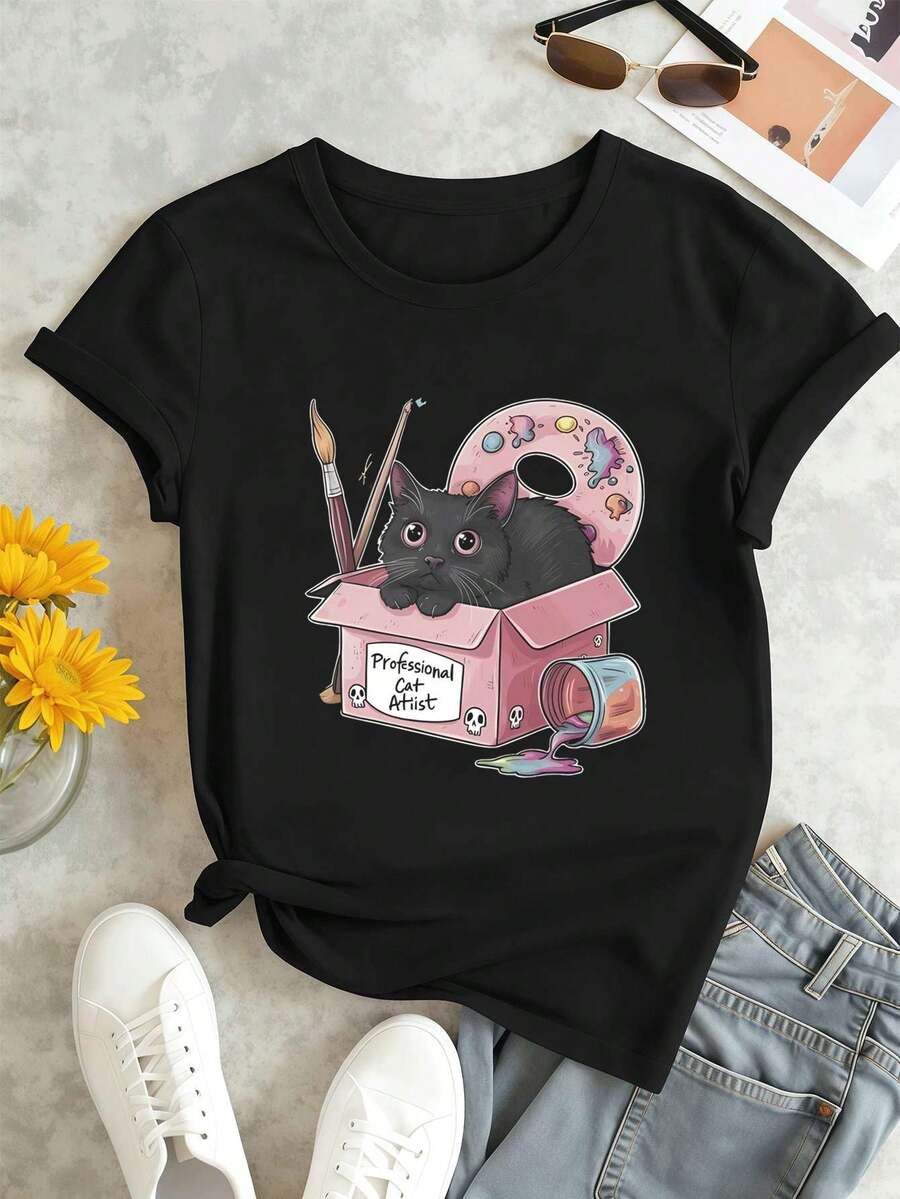 Dam-T-shirts - Svart - Visa 1