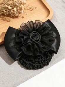 1pc Bow Net Hair Clip, Daily Wear & Professional Work Hair Accessory - Black - View 1