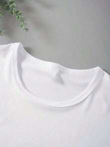 Women's Short-Sleeved T-Shirt, Casual Style, Round Neck, Creative Prints, Simple Design, Ideal For Spring And Summer, Modern And Individualistic, Suitable For All Seasons. Graphic T-Shirt, Women's Graphic T-Shirts, Summer T-Shirt, Casual T-Shirt, Women's Vacation Wear, Youthful And Fashionable Design. - 白色 5 - 查看 3