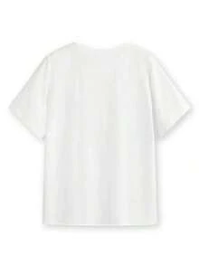 1pcs,Summer Tee,Soft ,-MakeMeChic Women's Graphic Print Round Neck Tee Shirts Short Sleeve Loose Summer Shirts-Couple Style,Bachelorette Outfit,Summer Tops For Women And Men,100% Cotton,It Is The Perfect Choice For Holiday Celebrations Such As National Day, Victoria Day, Mother's Day, And Other Party Occasions - White 9 - View 4