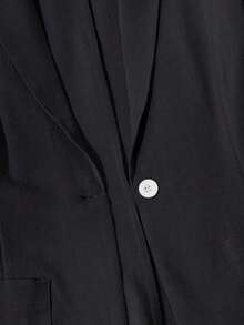 Traje de blazer de unicolor + shorts con cinturón - Negro - Ver 4