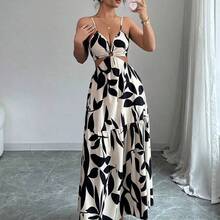 Elenzya Women's Summer New Arrivals Spaghetti Strap Cinched Waist Floral Print Dress (Random Floral Print Cut) - Celeste - Ver 4