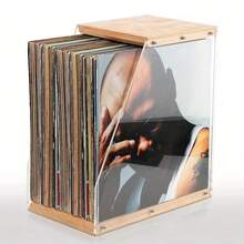 60 LP Premium Vinyl Record Storage With Clear Acrylic Holder Style Record Holder - Yellow - View 1