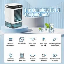 Portable Air Conditioner, Personal Mini AC Fan 3 Speeds With 2 Mist Modes Ultrasonic Humidifier, 900ml Large Tank Evaporative Air Cooler With 7 Color LED Nightlight & Timer For Room Office Desk - RS063-NFJ - Xem 6