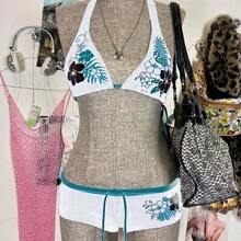 Nuevo conjunto de Bikinis 2025 nuevo de verano, Bikini de playa con abertura - Azul - Ver 2