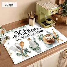 1 pieza Alfombrilla absorbente con estilo acuarela de hoja verde, adecuada para secar vajilla, máquinas de café, utensilios de cocina, mesas de comedor y cafeterías, almohadilla de drenaje multiusos, regalo para el hogar, decoración de escritorio - XYLSD-321 - Ver 4