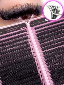 544pcs (80D+100D) D-Curl Fluffy False Eyelashes, 8mm-16mm, Large Capacity, Suitable For Creating Thick, Fluffy, Natural Eye Makeup, DIY Home Makeup, Large Capacity Single Piece False Eyelash Book, Suitable For Beginners And Makeup Artists, Soft And Durable, Can Be Used For DIY Fox Eye/Cat Eye Makeup, Segmented False Eyelashes, Portable Travel, Suitable For Stage, Wedding, Outdoor, Daily Work, Music Party And Other Occasions - 粉色 - 查看 4