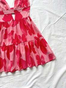 Vestido de vacaciones sin mangas con tirantes tipo espagueti, escote en V, estilo en línea A con huecos y espalda descubierta, 25 estilos - Rosa Fucsia - Ver 5