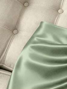 Falda ajustado plisada de cintura alta con dobladillo asimétrico brillante y elegante para mujer, primavera/verano - verde menta - Ver 3