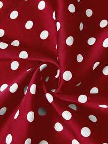 Falda de estilo vacacional elegante y retro con estampado de lunares para mujeres, otoño, invierno - Rojo - Ver 3