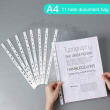 A4 塑膠打孔資料夾 半透明文件保護套 A4 塑膠袋 A4 活頁夾 塑膠文件袋 打孔 100入/包 - 套裝 - 查看 5