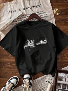Stylish And Aesthetic Short-Sleeve T-Shirt, Fashionable Short-Sleeve T-Shirt For Spring And Summer 2026, Made In Mexico, 180 Grams. Cartoon Print, Couple Design, Suitable For Indoor Or Outdoor Wear. Crew Neck, Unisex, Ideal For Office And Leisure. One-Piece Pack. - BK-P631577SLNDXZGY450 - 查看 4