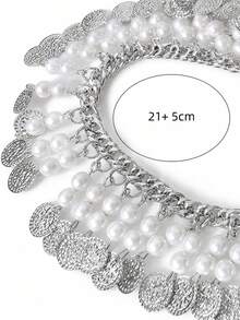 1pc Bohemian Style Exaggerated Beaded Vintage Coin Anklet, Suitable For Beach Holiday Wear - Silver - View 4