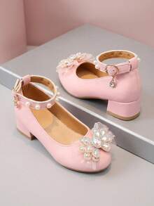 1 Pair New 2026 Girls Shoes, Decorated With Ribbon + Round Toe Buckle. Soft Sole Suitable For Daily Walking/Spring Outings. - Pink - View 6