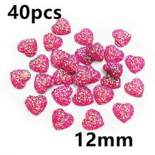 40pcs 10mm 12mm Flat Back Heart Resin Cabochons Multi Colors Druzy Natural Stone Convex DIY Jewelry Making Accessories - Heart - View 14