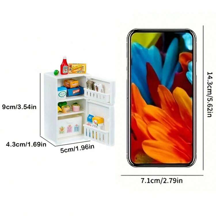 1:12 迷你玩具屋套装，家用玩具屋冰箱组合，小型厨房场景装饰（不含娃娃） - 彩色 - 查看 9