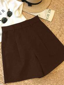 Conjunto de 3 piezas de pantalones cortos a cuadros en blanco y negro para uso casual/empresarial (sin cinturón) - Multicolor 3 - Ver 4