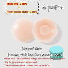 6 Pairs Flower & Round Silicone Nipple Covers With Travel Tin - A - View 10