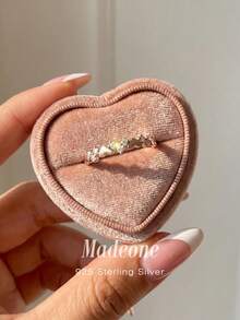 MADEONE 1件浪漫心形裝飾戒指，女款珠寶，承諾戒指，女孩珠寶禮物，舞會，情侶戒指，婚禮訂婚，新娘珠寶，情人節 - 玫瑰金 - 查看 3