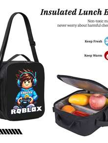 RobloxBlack Casual Backpack Combo Set - Includes Lunch Box & Pencil Case, Durable Daypack For School, Office, Outdoor Activities, Ideal Gift For Daily Use & Back To School - Black - View 6