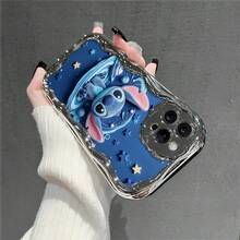 Disney Lilo & Stitch Phone Case, Cartoon Art Protective Cover. Compatible With IPhone 17, 16, 15, 14, 13, 12, 11 Pro Series, Featuring Stitch Sitting On A Planetary Ring Surrounded By Stars And Moons, Perfect For Animation Fans, Ideal For Birthdays, Holidays, Anniversaries, Graduation Gifts, Or Any Special Occasion To Surprise Family, Friends, Classmates, And Loved Ones. - Silver - View 3