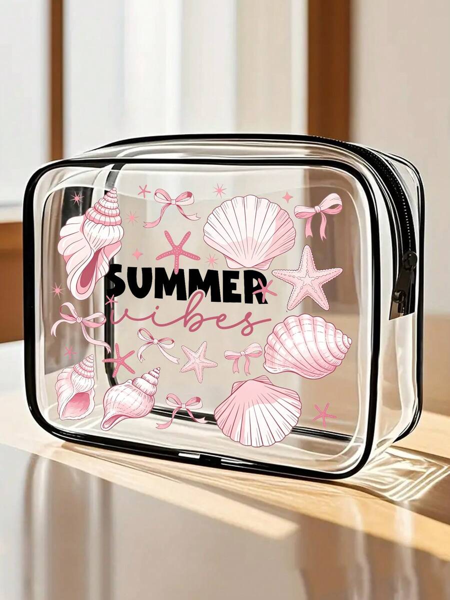 1 chiếc túi đi biển bằng PVC chống thấm nước in chữ "Summer" trang trí vỏ sò và sao biển, túi đựng mỹ phẩm PVC, túi đựng đồ du lịch PVC có khóa kéo, túi đựng đồ vệ sinh cá nhân nhẹ, chống phai màu, hộp đựng trang điểm di động được TSA chấp thuận, thiết kế dễ lau chùi, phù hợp cho cả nam và nữ, quà tặng tuyệt vời cho mẹ, giáo viên, bạn bè, y tá, túi đựng mỹ phẩm, túi đựng đồ vệ sinh cá nhân cần thiết cho trường học/kỳ nghỉ, quà tặng Ngày của Mẹ, vật dụng cần thiết cho mùa hè. - Nhiều màu - Xem 1