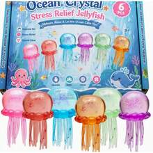 Luminous Jellyfish & Octopus Squishy Decor, Premium Flexible Silicone Portable Ornament, Slow Rising Tactile Relaxation Accessory, Textured Soothing Design For Daily Stress Relief And Mood Calming - Màu xanh lam - Xem 2