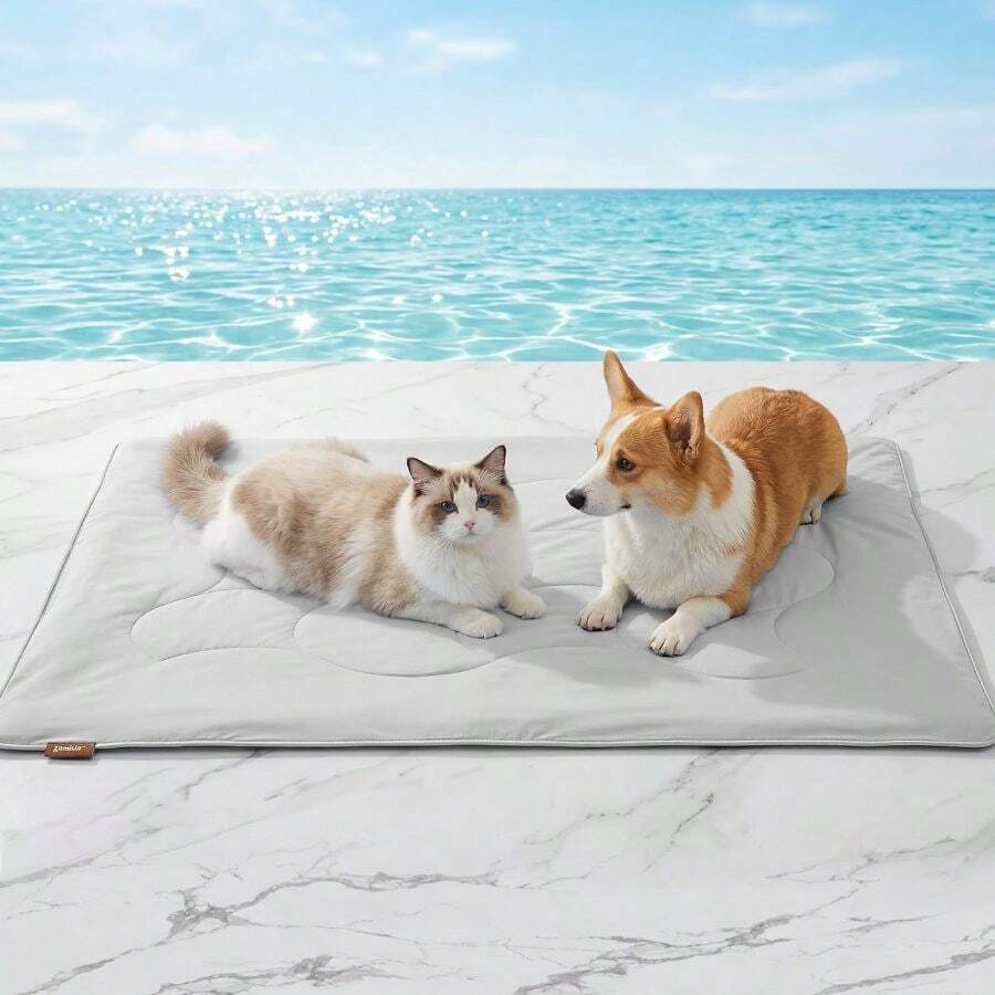 ZOMISIA Premium Cooling Blanket Medium Dogs - Q-0.5 Cold Breathable Washable Pet Travel Soft Dog Summer Essentials, 30x40 - Grey + M(30x40") - View 1