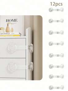 12pcs/10pcs/8pcs/4pcs Baby Safety Locks, Multi-Functional Bidirectional Opening Safety Locks, Child Safety Locks, Cabinet Refrigerator Locks, Window Locks, Refrigerator Door Safety Locks, Freezer Locks, Invisible Cabinet Locks, Anti-Pinch Child Safety Locks - Multicolor - View 10
