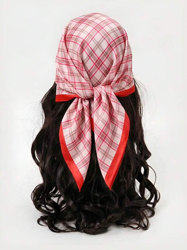 1pc Plaid Casual Polyester Scarf, Versatile Decor Accessory For All Seasons