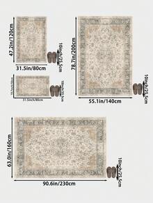 1 pieza Alfombra bohemia de color claro para sala de estar, adecuada para cocina, comedor, dormitorio, decoración de vacaciones, interior/exterior, oficina, vestíbulo, felpudo antideslizante, alfombra de baño, pasillo, área de estudio y juegos - Albaricoque - Ver 5
