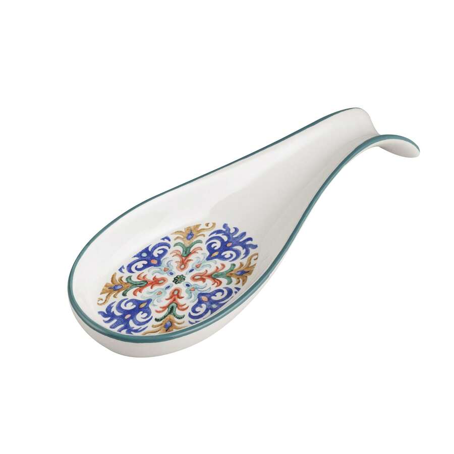 Baroni Home Poggiamestoli Decorato in Ceramica, Accessorio da Cucina Colorato Resistente, Linea Capri, 8x22x3 cm - Poggiamestoli - Visualizzare 1