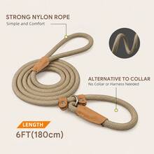 1pc 1.8M Multi-Functional Aesthetic Pet Leash, Provides 3 Sizes, Sliding Dog Leash, Nylon Material, Adjustable Collar Suitable For Small, Medium, Large Dogs, Durable Rope, Reflective Stitching, Round Rope Design, Non-Pulling, P-Shaped Chain & Rope Applicable For Walking Dogs & Outdoor Activities, Happy Dogs, Dog Supplies - Multicolor - View 2