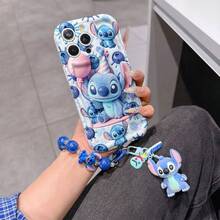 Disney Has Authorized, Phone Case - Chain Set, The Stitch Lilo & Stitch 3D Phone Case Plus A Silicone 3D Stitch Bracelet With Metallic Ring Removable Bracelet, Stitch And Angel Pattern, Compatible With Iphone17/16/15/14/13/12/11/XS/XR/X Plus Pro Max, A Stylish Cartoon Phone Case, The Perfect Gift Choice, Phone Protection, Durable Phone Cover, Great Gift For Friends And Family. - trắng - Xem 6