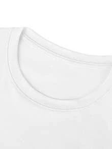 Women's Short-Sleeved T-Shirt With A Heart Print Full Of Small Hearts, Round Neck, Made Of Polyester, Suitable For Daily Wear, Casual Outings, Weekends And Dates, Romantic Casual Style, Ideal For Spring And Summer, Free Shipping In Mexico. - 白色 - 查看 3