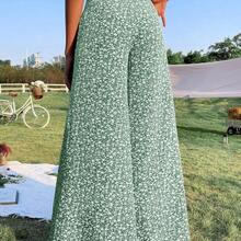 WYWH Ditsy Floral Print High Waist Wide Leg Pants - verde menta - Ver 3