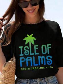 Camiseta de Vacaciones y Ropa de Playa de la Isla de Palms, Carolina del Sur, Conjuntos de Verano para Mujer - Blanco - Ver 7