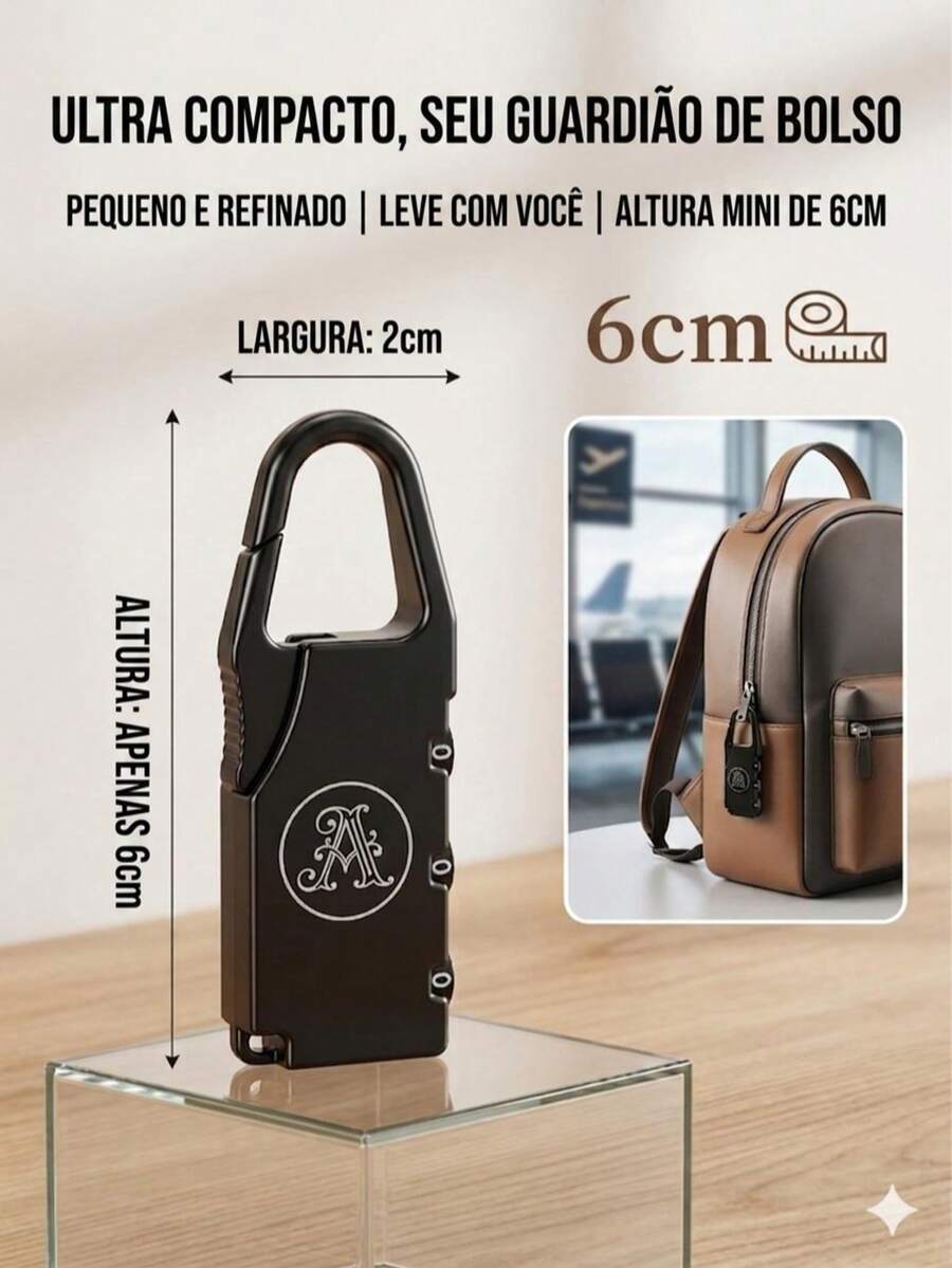 Cadeado Senha Segredo Armário Academia Mala Mochila + Seguro - A - Visão 1